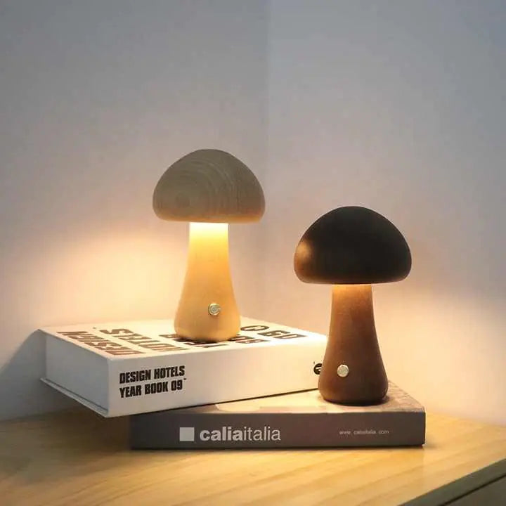 Wooden Mushroom LED Night Light