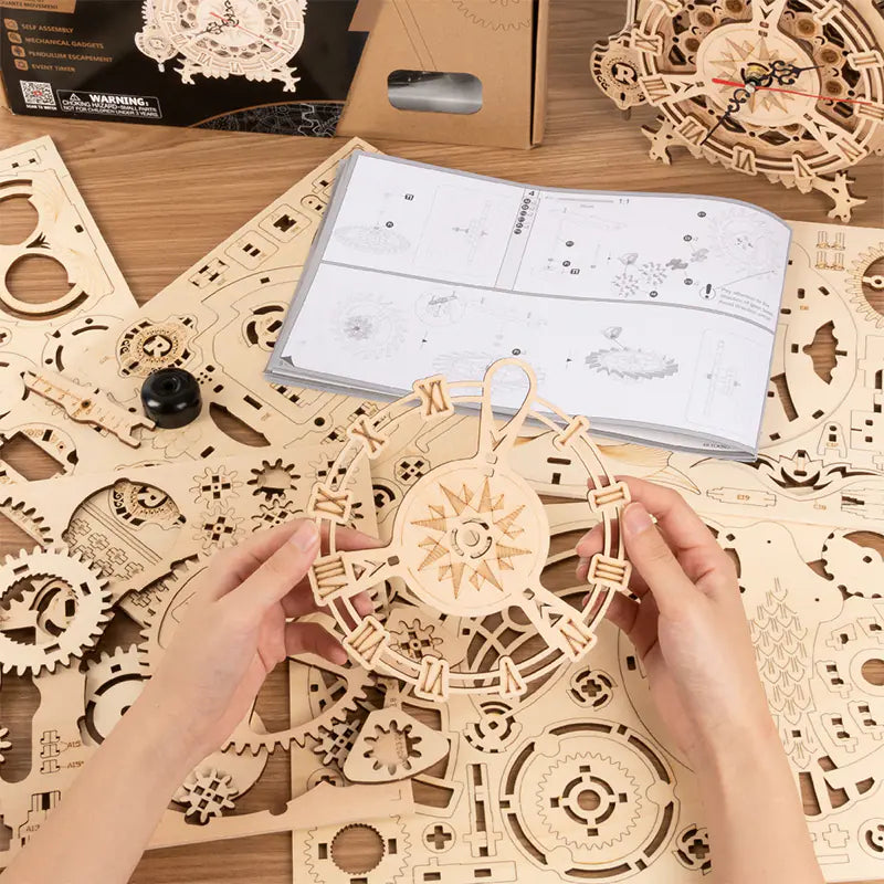 3D Gear Wooden Owl Clock Puzzle