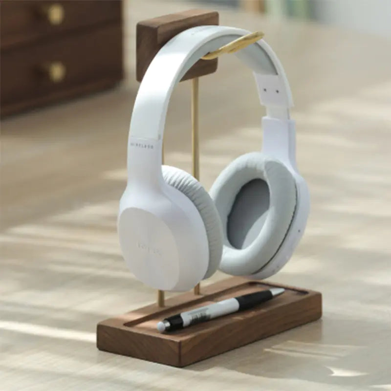 Walnut Wood Headphone Stand with USB