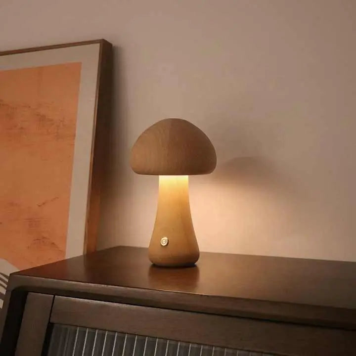 Wooden Mushroom LED Night Light