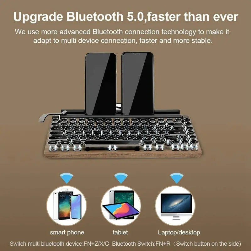 Retro Wireless Typewriter Keyboard