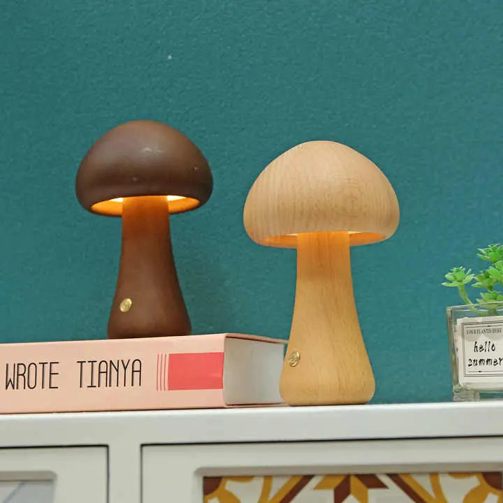 Wooden Mushroom LED Night Light