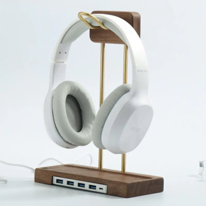 Walnut Wood Headphone Stand with USB