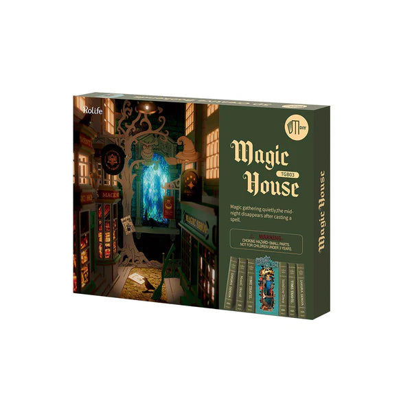 Wooden puzzle book nook with enchanted details