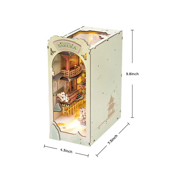 Wooden puzzle book nook with Japanese architecture style