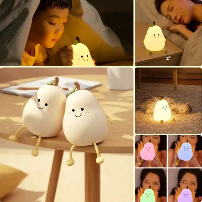 Soft Silicone Pear Night Light for Children