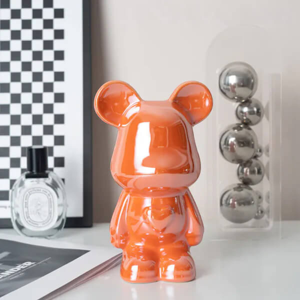 ceramic bear piggy bank gold electroplated finish