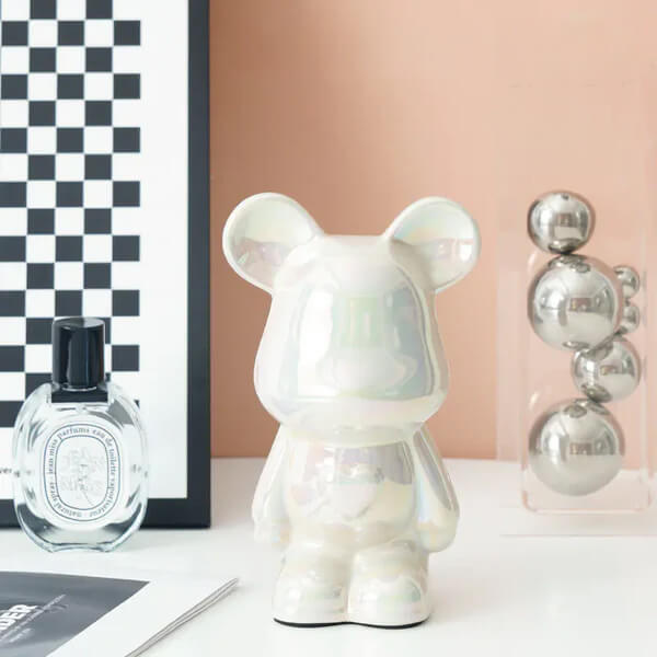 White ceramic bear sculpture
