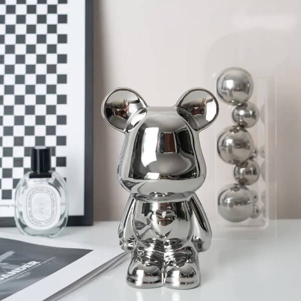 Silver ceramic bear gift