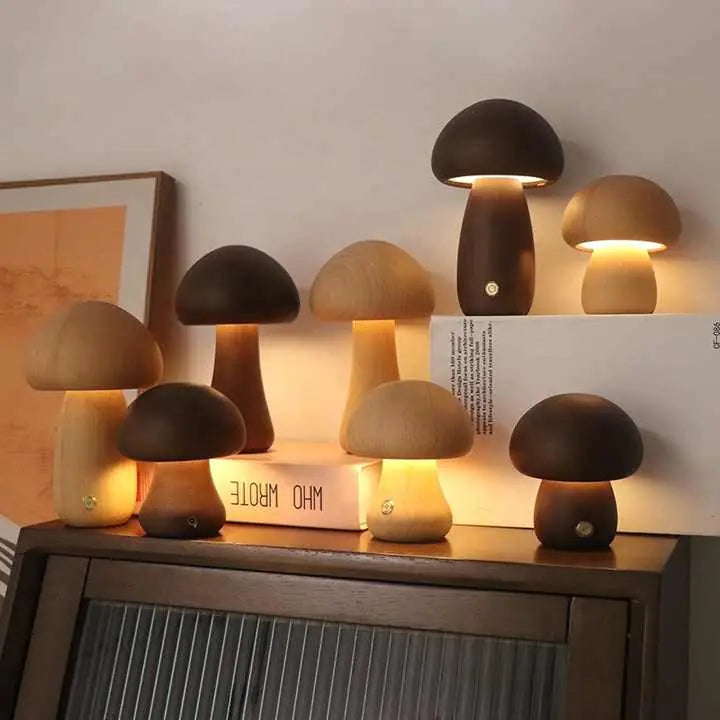 Wooden Mushroom LED Night Light