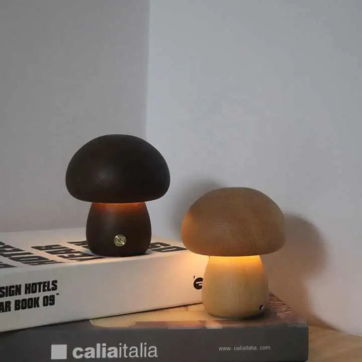 Wooden Mushroom LED Night Light