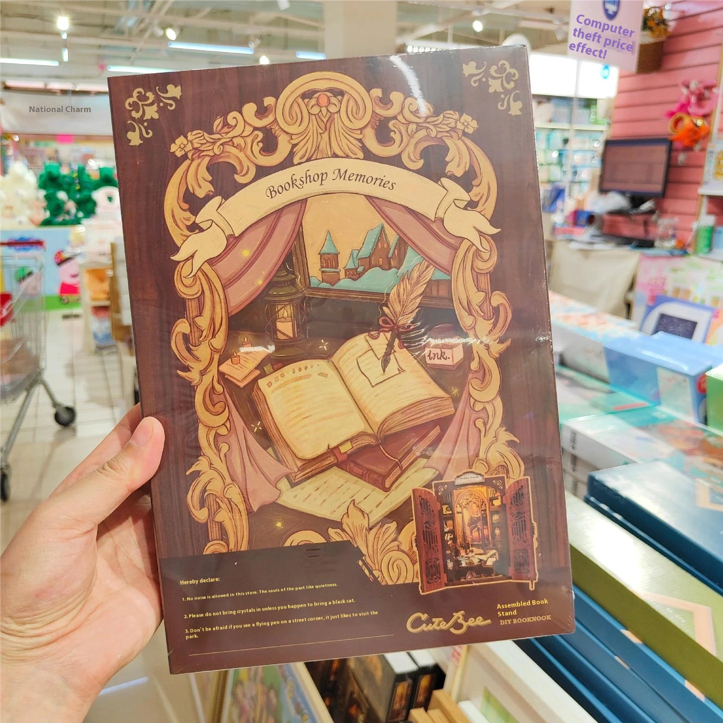 Miniature owl-themed library scene for bookshelf decor