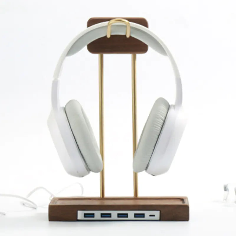 Walnut Wood Headphone Stand with USB