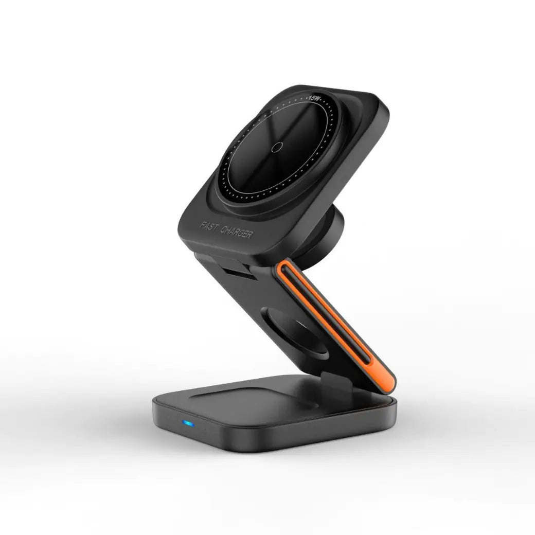 Magnetic wireless charger for desk or nightstand use