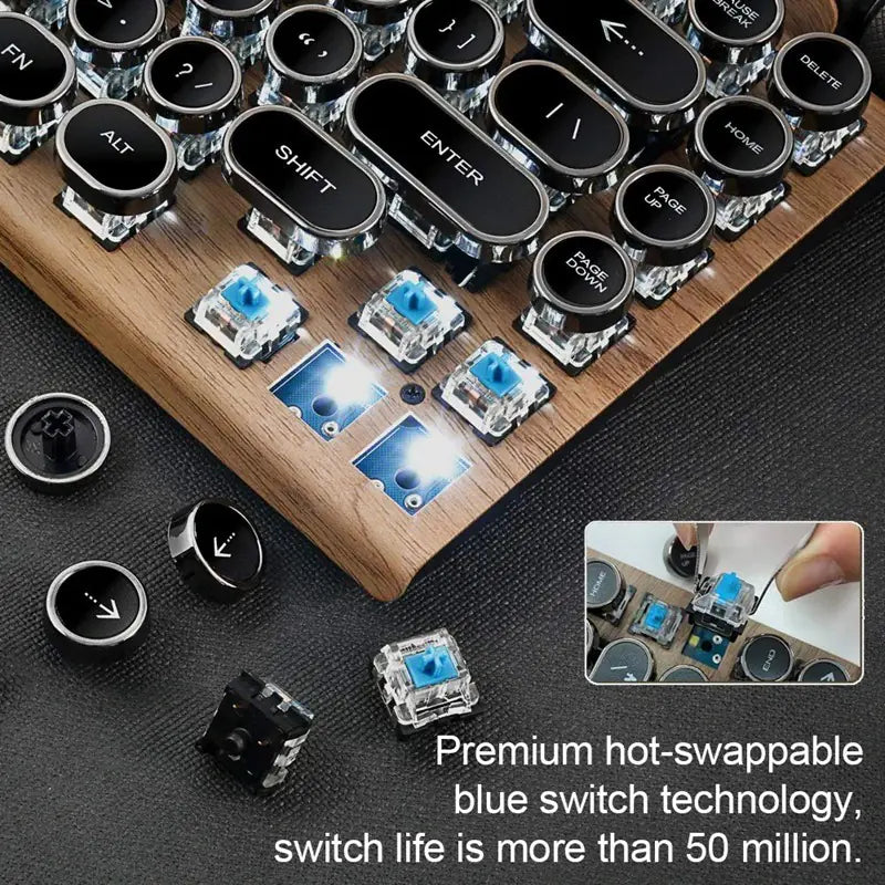 Retro Wireless Typewriter Keyboard
