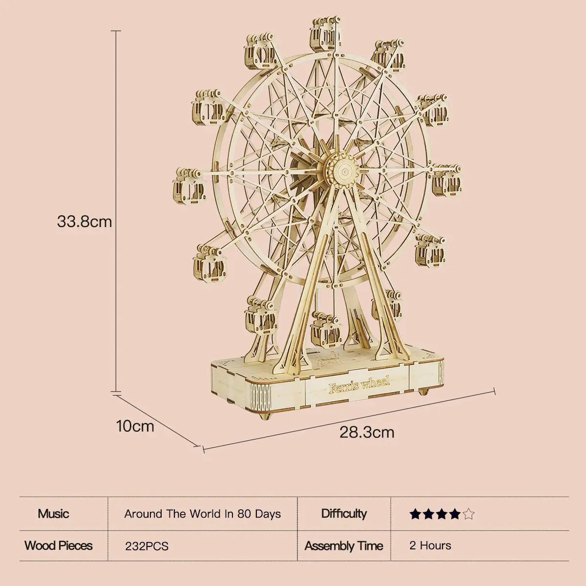 Hhand crank ferris wheel puzzle kit