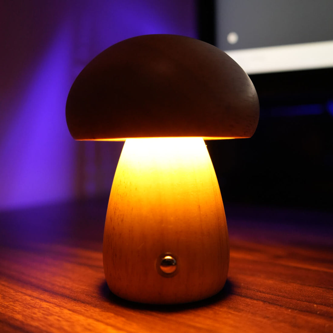 Wooden mushroom LED night light