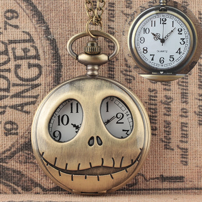 Skeleton Face Retro Pocket Watch