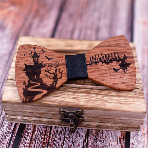 Wooden Halloween Bow Tie