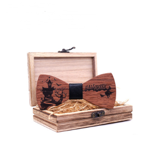 Wooden Halloween Bow Tie