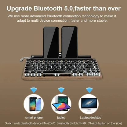 Retro Wireless Typewriter Keyboard