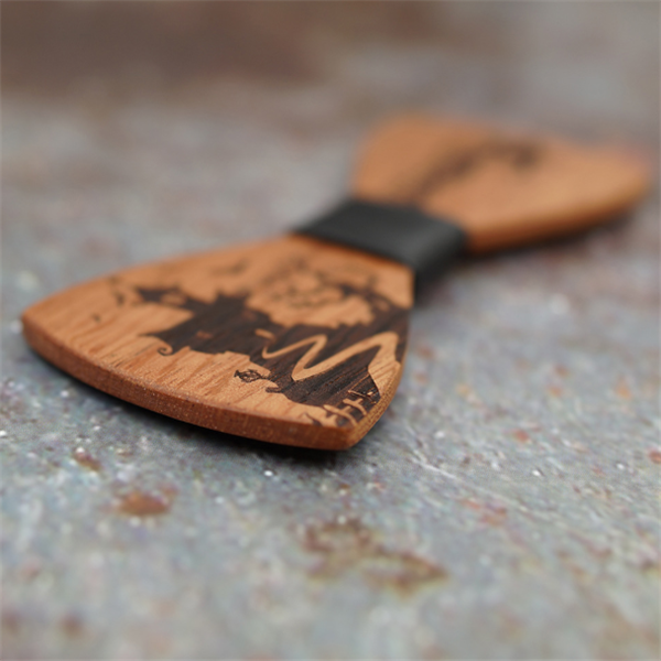 Wooden Halloween Bow Tie