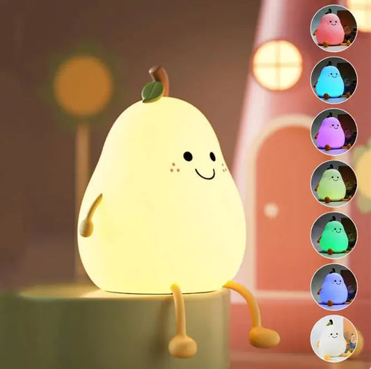 Cute LED Pear Night Light for Kids Bedroom Decor