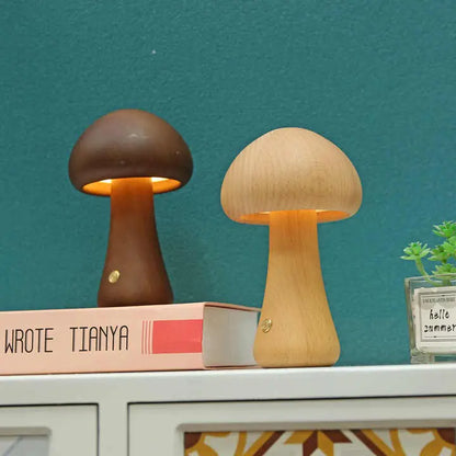 Wooden Mushroom LED Night Light