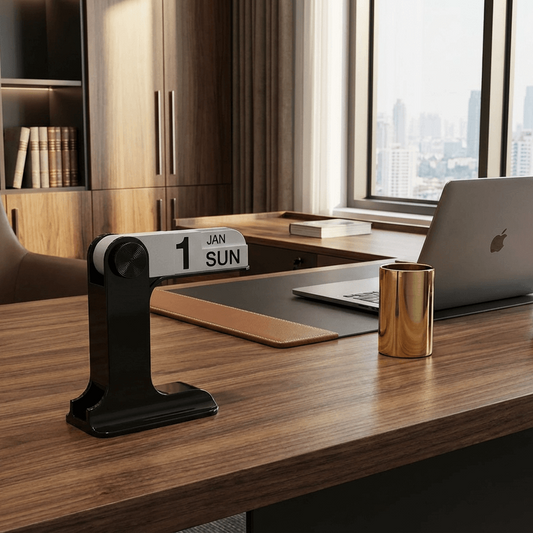 Sleek modern page flip desk calendar