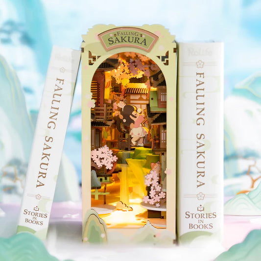Sakura Valley House DIY book nook kit with cherry blossoms