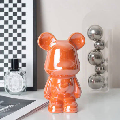 ceramic bear piggy bank gold electroplated finish