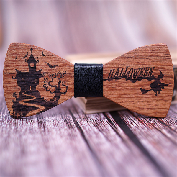Wooden Halloween Bow Tie