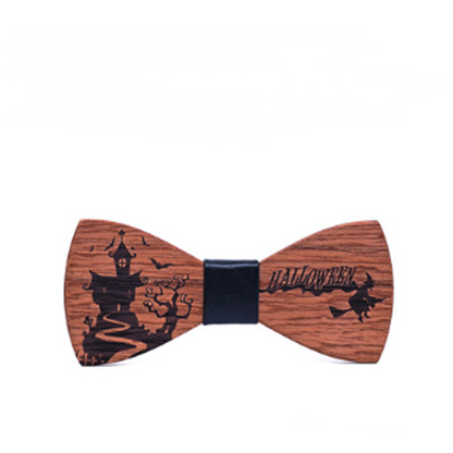 Wooden Halloween Bow Tie