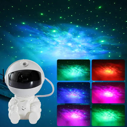 Astronaut star projector lamp with colourful nebula light modes – LED night light for space-themed rooms