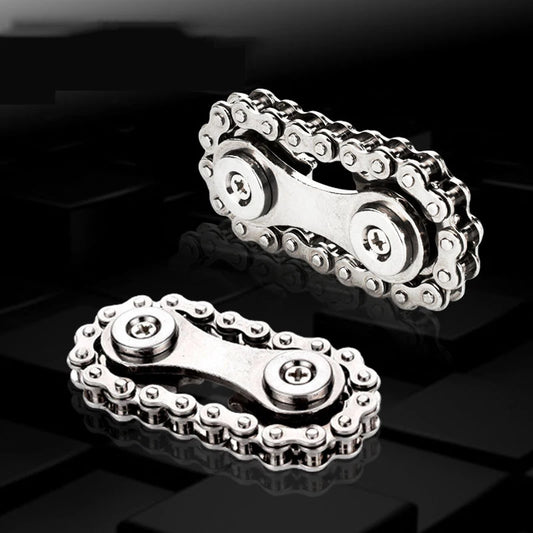 Metal gear spinner fidget toy with bike chain design