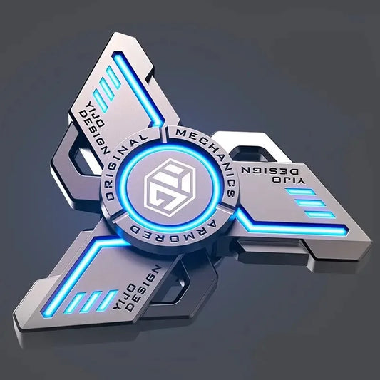 Glow-in-the-dark fidget spinner glowing in motion