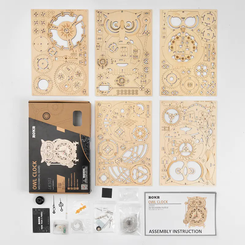 Laser cut owl clock wall art
