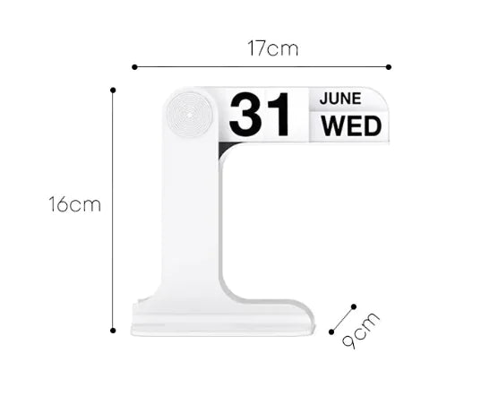 White modern page flip desk calendar with sleek arch design