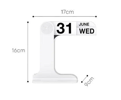 White modern page flip desk calendar with sleek arch design