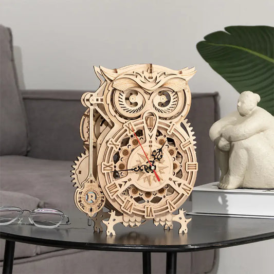 Owl clock 3D wooden puzzle kit