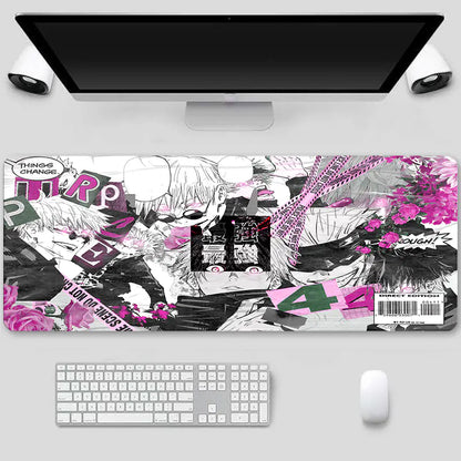 Manga Collage Pink & Black Anime Mouse Mat