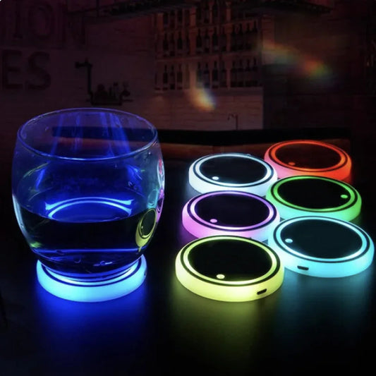 USB Rechargeable Car Coaster with Ambient LED Lighting