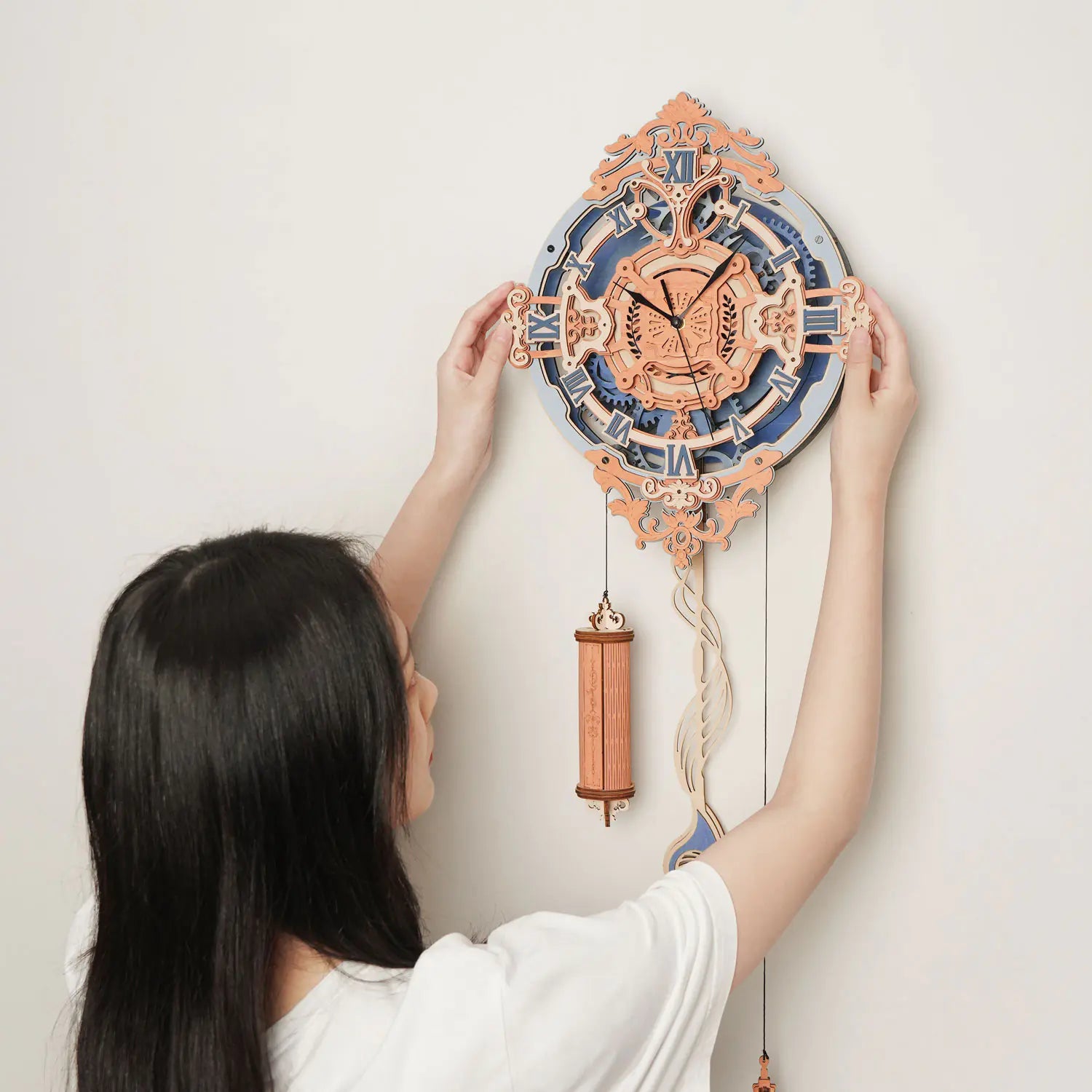 Vintage Roman numeral wooden clock