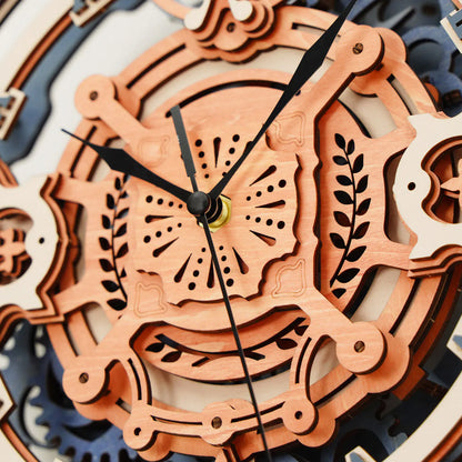 Wooden wall clock puzzle DIY kit